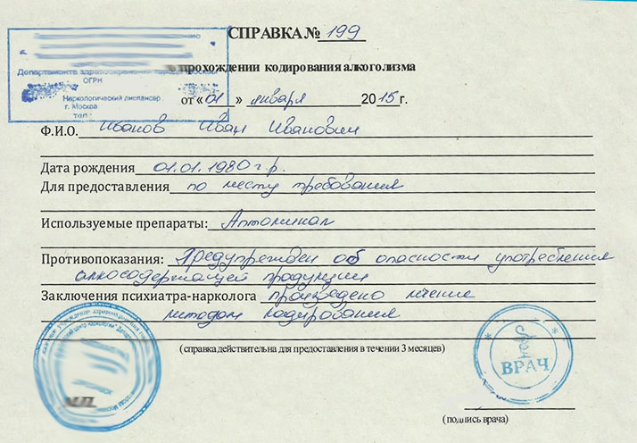 Получить справку о кодировании алкоголизма в Нижнем Новгороде недорого